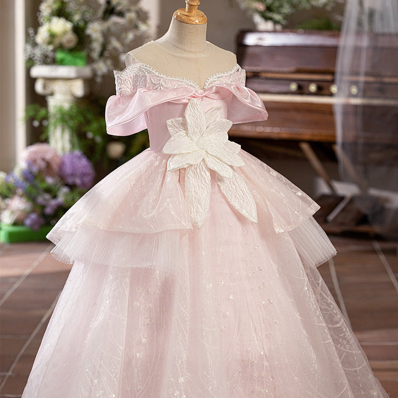 Girls Pageant Princess Dress Girls Elegant Prom Dress