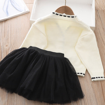 Two-piece Sweater Dress  Children's Knitted Cardigan Dress