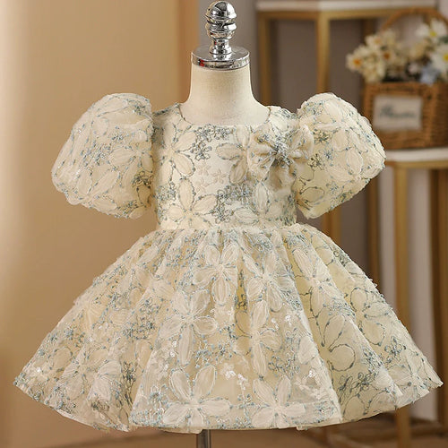 Elegant Baby Pattern Party Dresses Toddler Puffy Christening Dresses