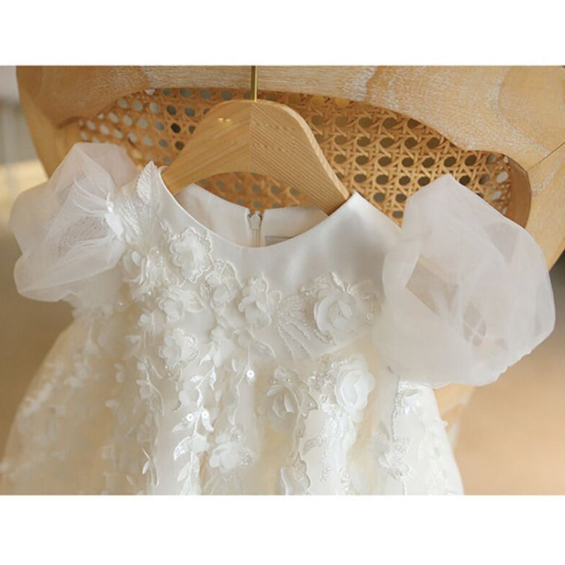 White Baby Girl Summer Baptism  Dress Toddler Birthday Party Princess Dress