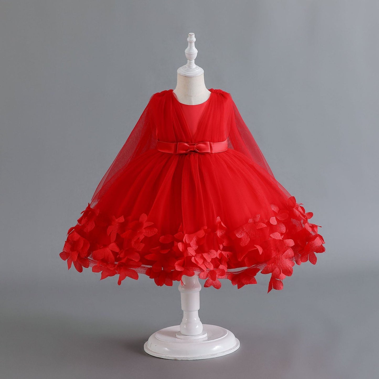 Sleeveless Cape Dress Tulle Princess Dress