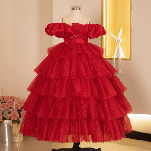 Red Fluffy Princess Dress Birthday Dress