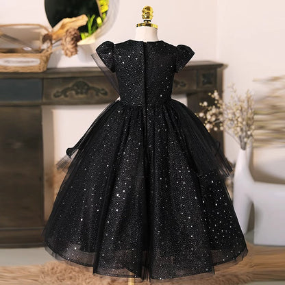 Girls Birthday Princess Dress Black Children Party Dress