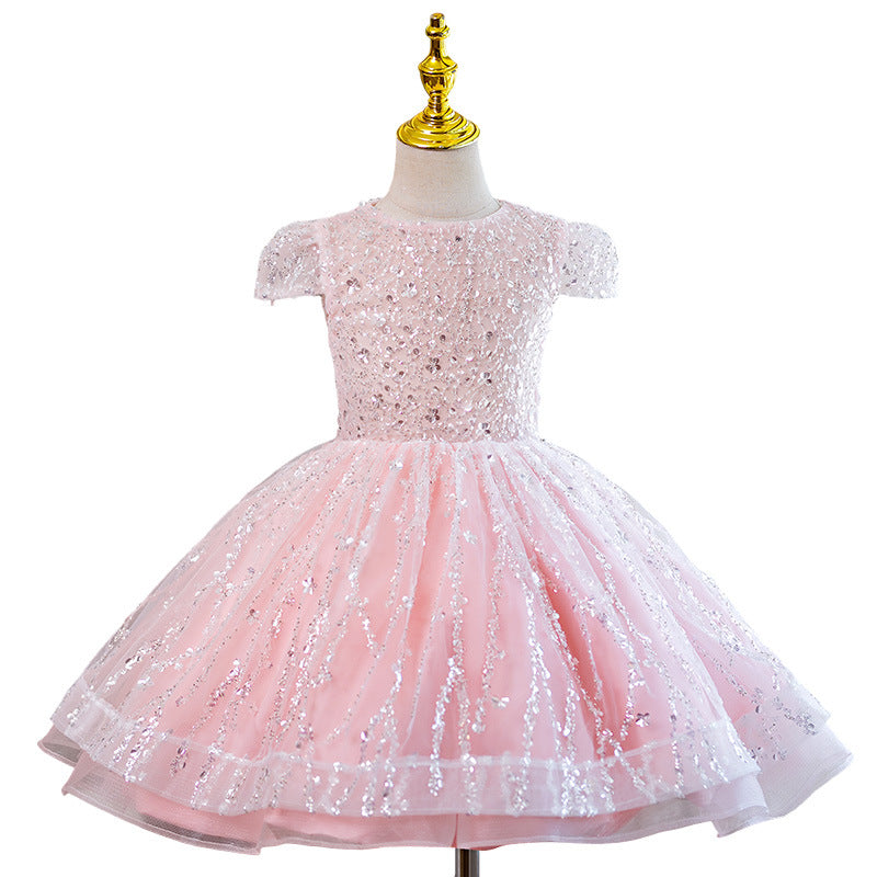 Elegant Baby Girl  Beauty Pageant  Sequined Dress Toddler Birthday First Communion Princess Dress