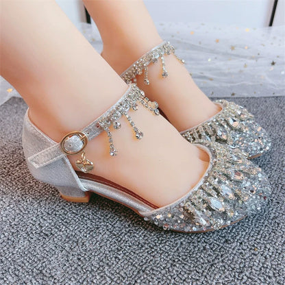 Girls Summer Shiny Sandals Rhinestone Princess Shoes