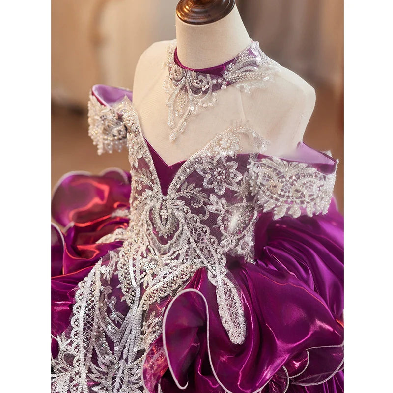 Purple Girls Dress Performance Costume Christmas Dress