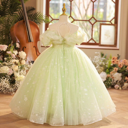 Elegant Baby Girls Light Green Tube Top First Communion Princess Dress Toddler Toddler Prom Dress