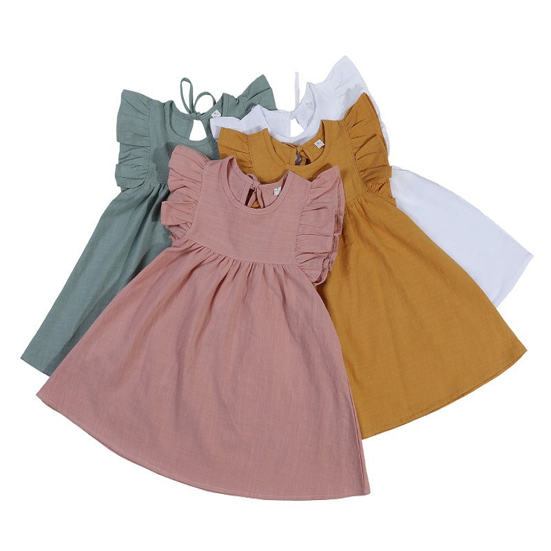 Summer Baby Girls Solid Color Princess Dress