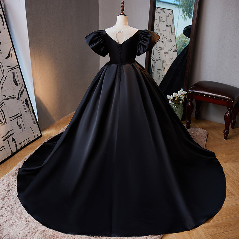 Elegant Luxury Baby Girl Black Birthday Party Princess Dress