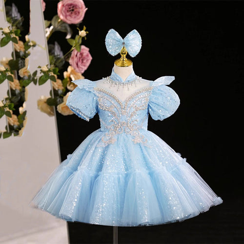 Luxurious Baby Girl Sequins Embroidery Dress Toddler Birthday  Party Dresses