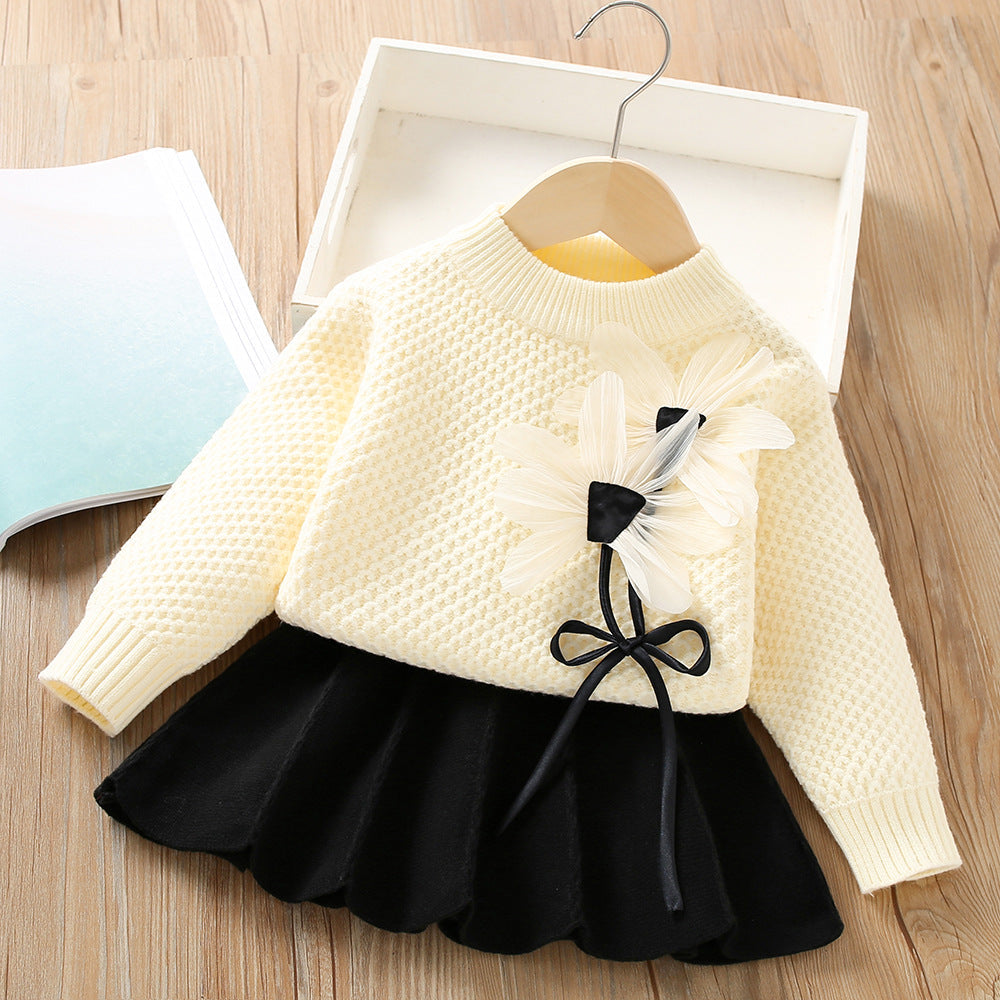 Princess Pullover Long Sleeve Sweater Two Piece Set