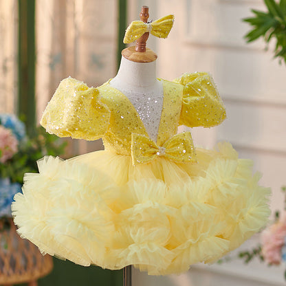 Girls Christmas Dress Cute Baby Girl Puffy Sequins Pageant Dress Toddler Birthday Communion  Princess Dress