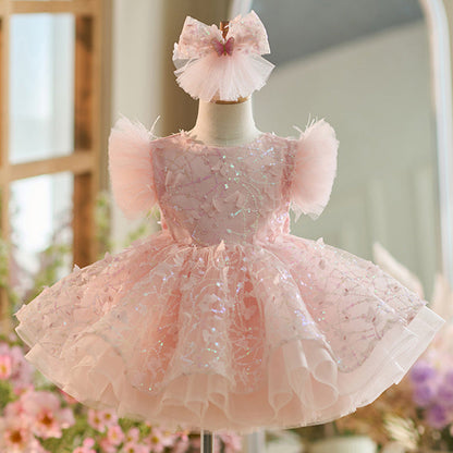 Flower Girl Dress Sequined Dress Fluffy Dress Toddler Beauty Pageant Princess Dress