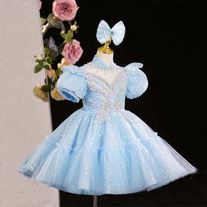 Luxurious Baby Girl Sequins Embroidery Dress Toddler Birthday  Party Dresses