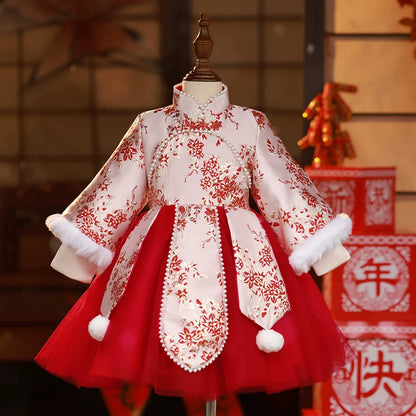 Embroidered Winter Christmas Dress Luxury Birthday Princess Dress