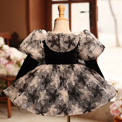 Luxurious Flower Girl Sequin Dress Toddler Birthday Pageant Princess Dress