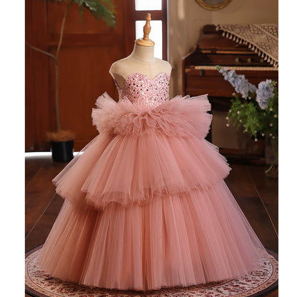 Girl Formal Dresses Girl Pink Birthday Party Princess Dress