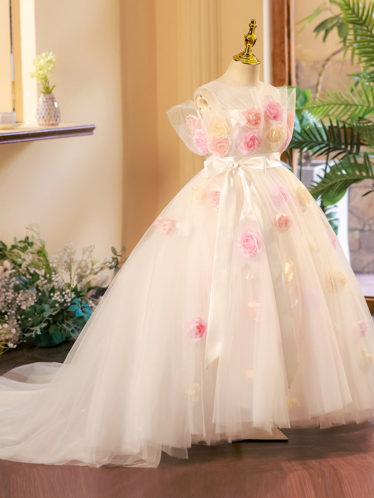 Elegant Baby Girl Princess Dress Summer Puffy Girl Dress Christening Dress