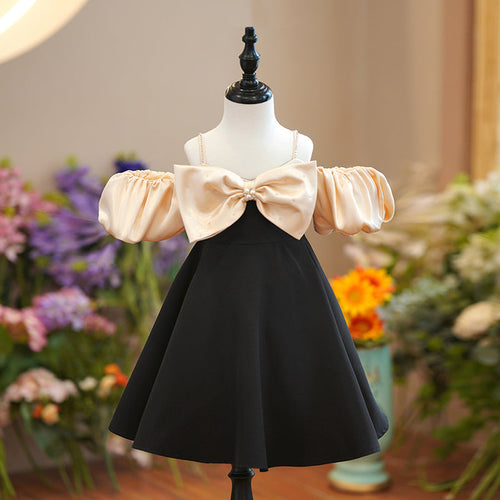 Toddler Girl Black Bow Birthday Party Dress Girl Princess Dress