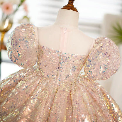 Summer Baby Girl and Toddler Birthday Party Dress Sequin Prom Dress