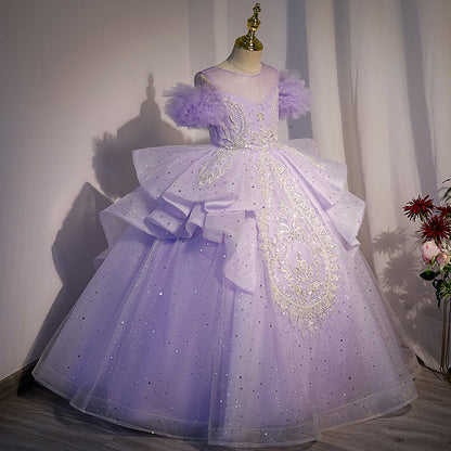 Elegant Girl Sequins Purple Birthday Party Princess Dress