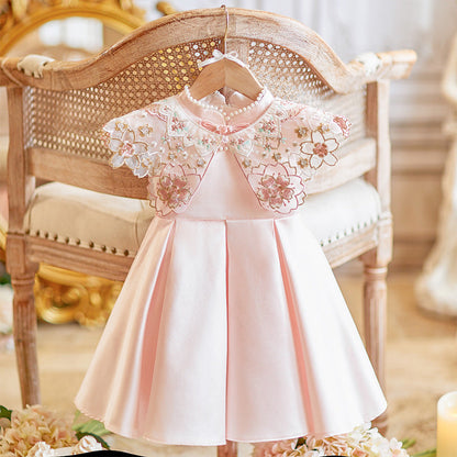 Pink Satin Dress Baby Girl Princess Dress