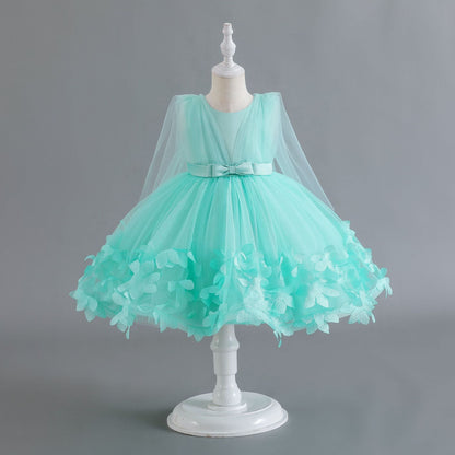 Sleeveless Cape Dress Tulle Princess Dress