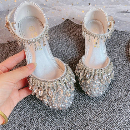 Girls Summer Shiny Sandals Rhinestone Princess Shoes