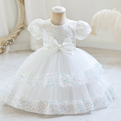 Elegant Baby Girls Bow Princess Dress Toddler Everyday Dress