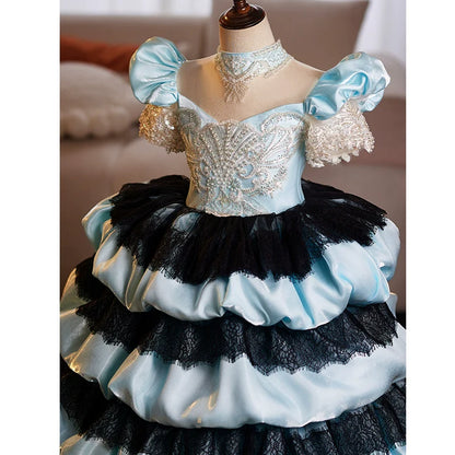 Girls Birthday Dress Children Party Sequin Princess Dress