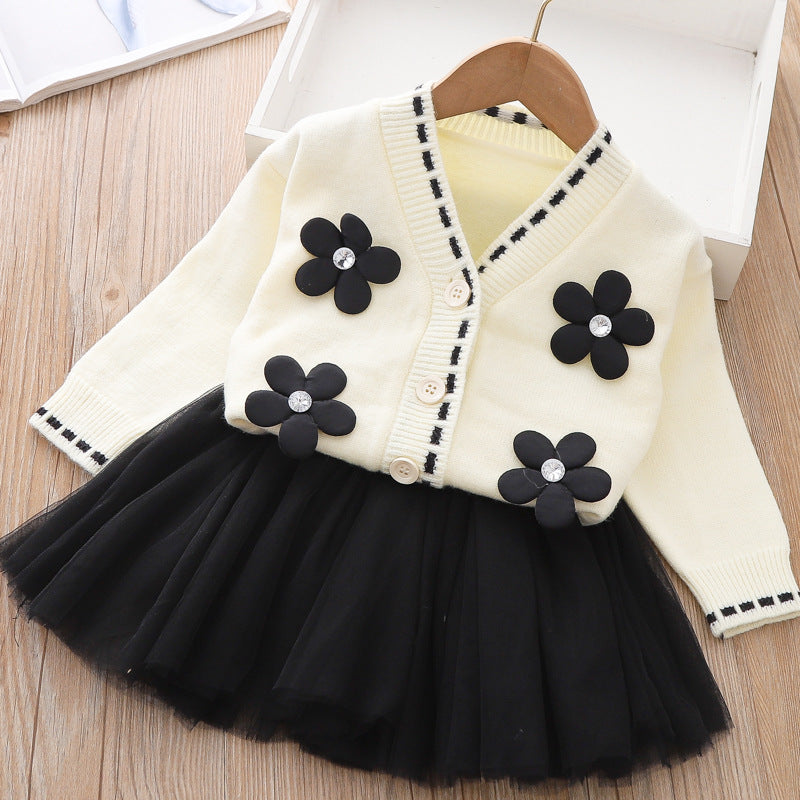 Two-piece Sweater Dress  Children's Knitted Cardigan Dress