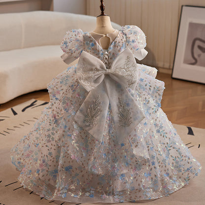 Luxurious Girls Flower Dress Toddler Birthday Princess Dress