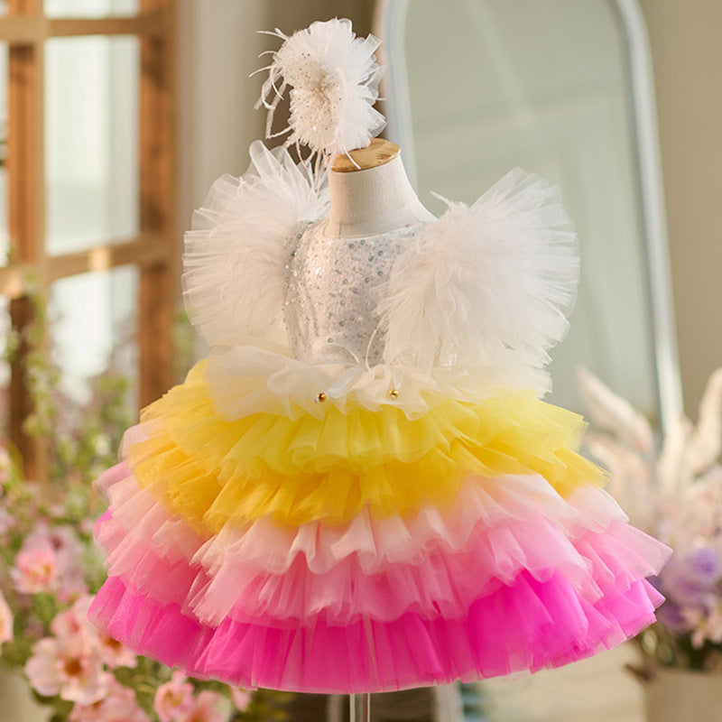 Elegant Girls Colorful Ball Gown Toddler Birthday Princess Dress