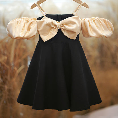 Toddler Girl Black Bow Birthday Party Dress Girl Princess Dress