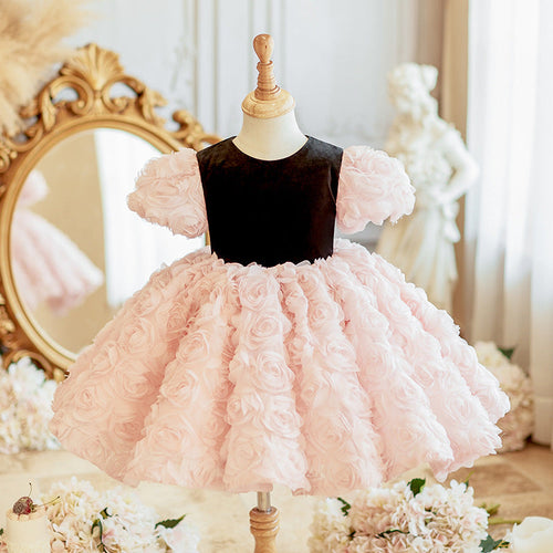 Elegant Baby Pink Puff Birthday Princess Dress Toddler Flower Girl Dresses