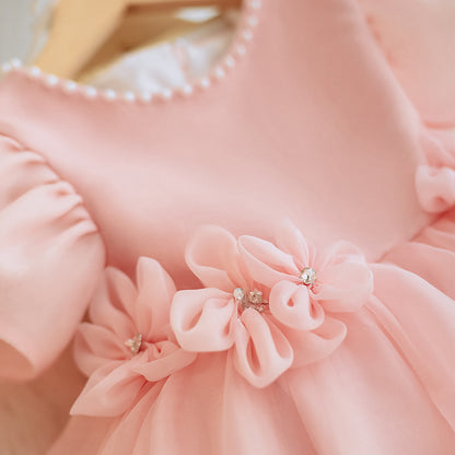 Flower Girl Dress Toddler Pageant Pink Formal Birthday Fluffy Princess Dress