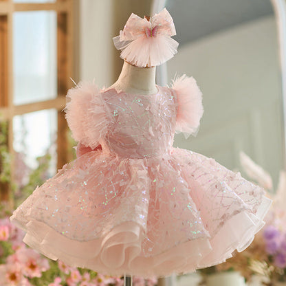 Flower Girl Dress Sequined Dress Fluffy Dress Toddler Beauty Pageant Princess Dress