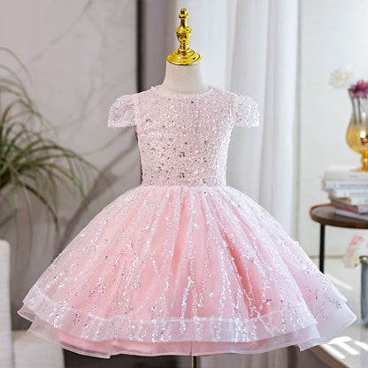 Elegant Baby Girl  Beauty Pageant  Sequined Dress Toddler Birthday First Communion Princess Dress