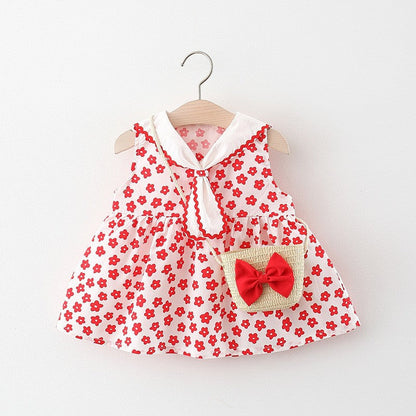 Sweet Baby Girl Flower Ribbon Dress