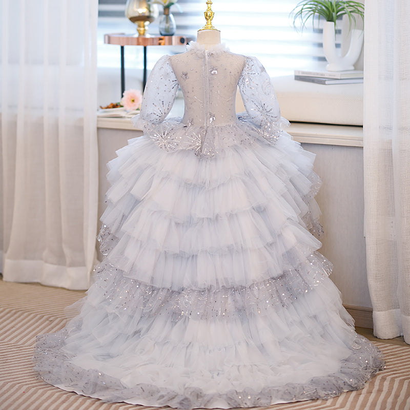 Flower Girl Sequins Fluffy Trailing Birthday Princess Dress