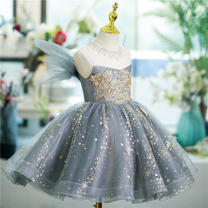 Summer Baby Girl  Star Sequins Birthday Party Prom Princess Dress