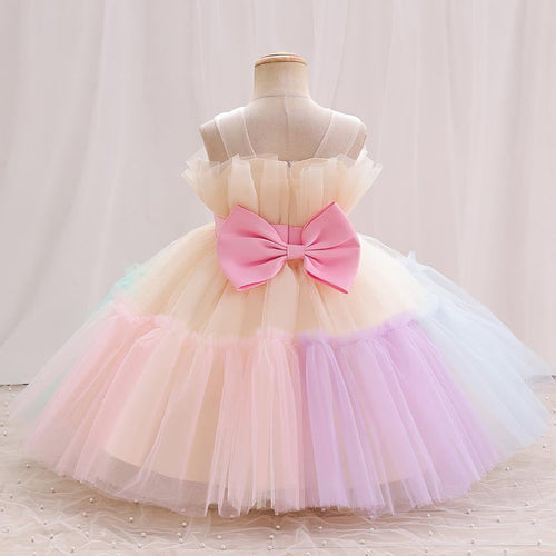 Elegant Baby Rainbow Tulle Princess Dresses Toddler Birthday Dresses