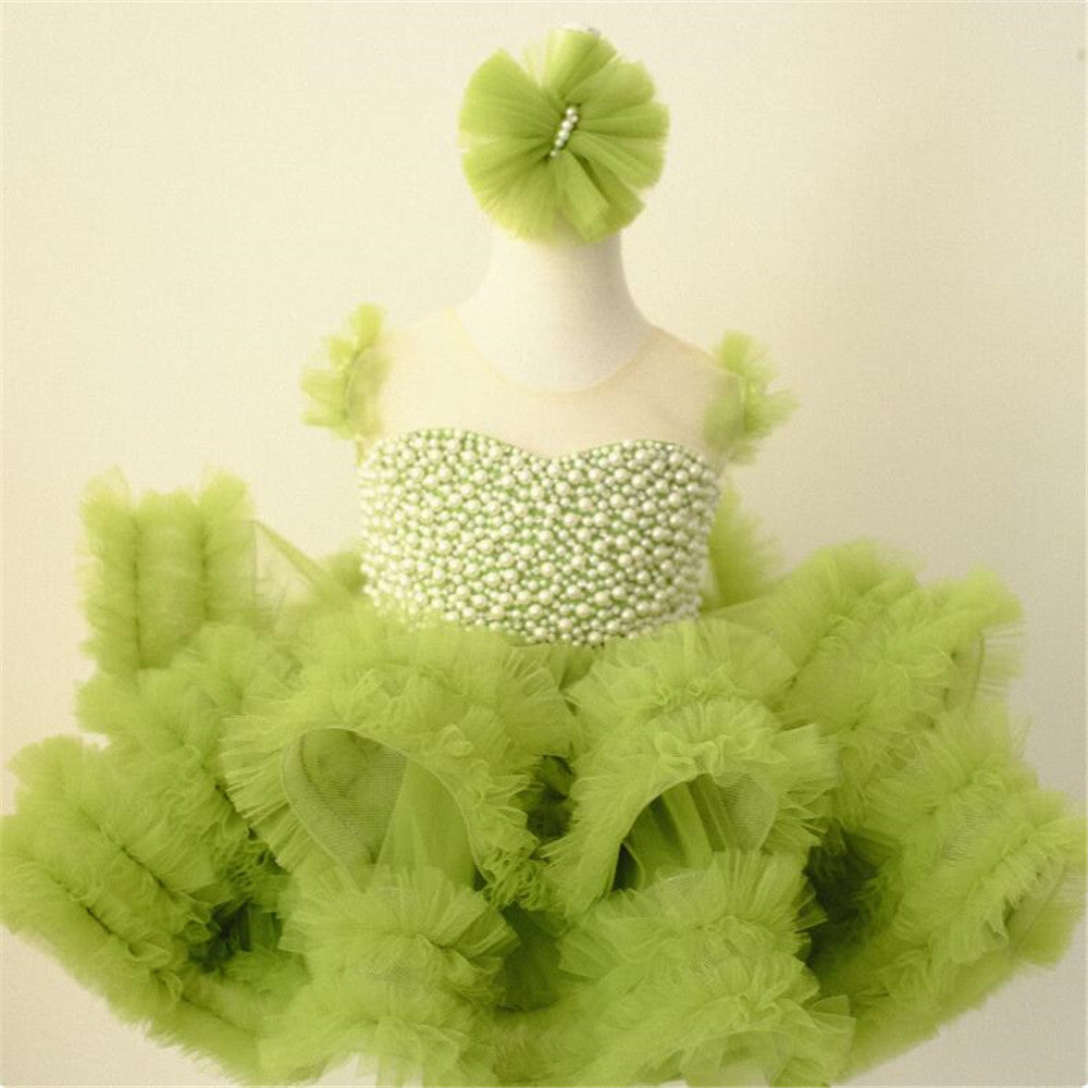 Luxurious Baby Girl  Fluffy Dress Costumes Dress Toddler Birthday Princess Dress