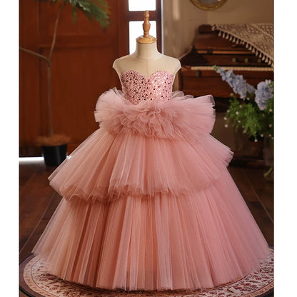 Girl Formal Dresses Girl Pink Birthday Party Princess Dress