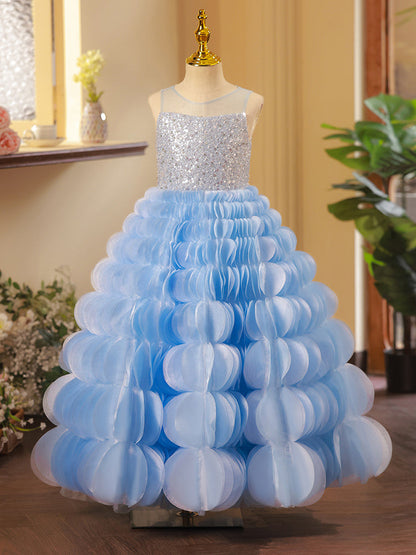 Elegant Baby Girl and Toddler Birthday Prom Dress Puffy Princess Dress