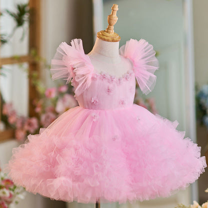 Girls Puffy Dress Flower Girl Birthday Princess Dress