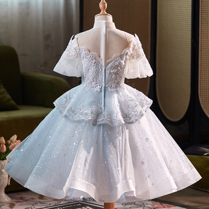 Flower Girl Wedding Dresses Mesh Pattern Children Princess Dress