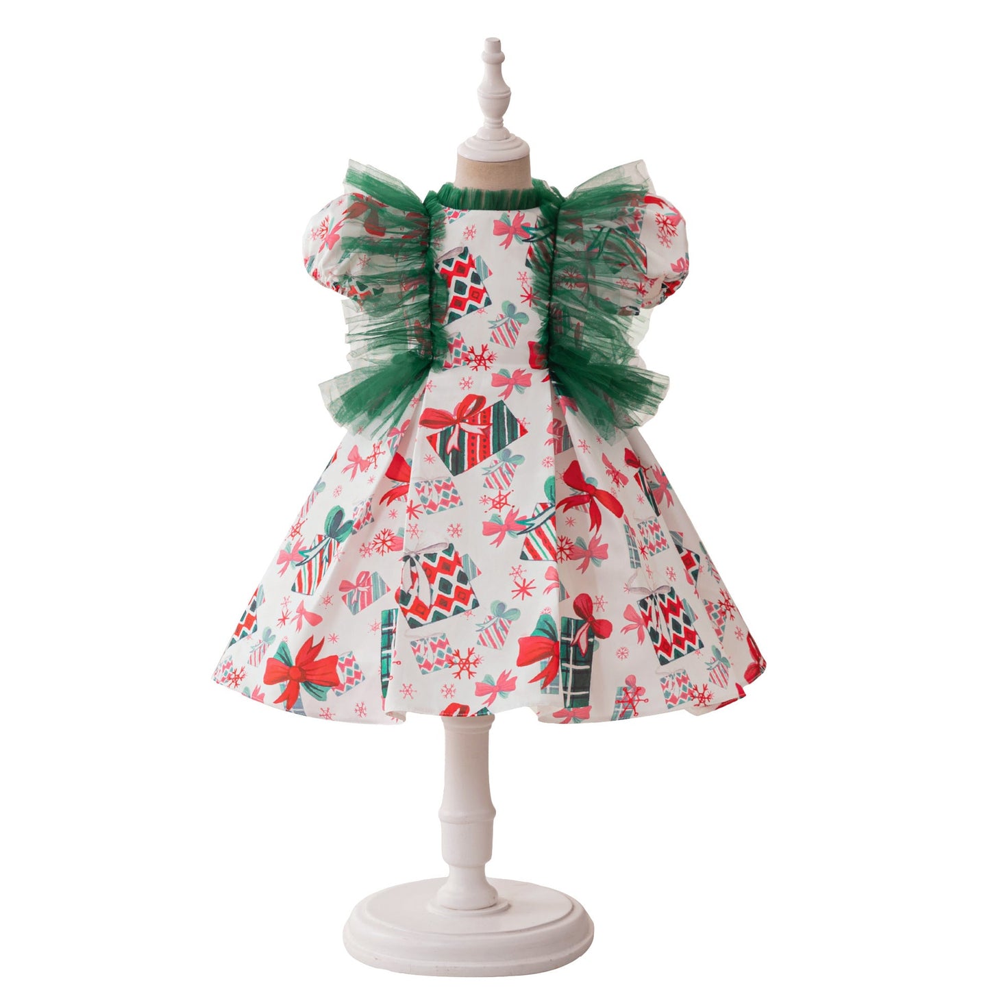 Retro Printing  Christmas Dress Baby Girl Christmas Dress Sequined Christmas Dress