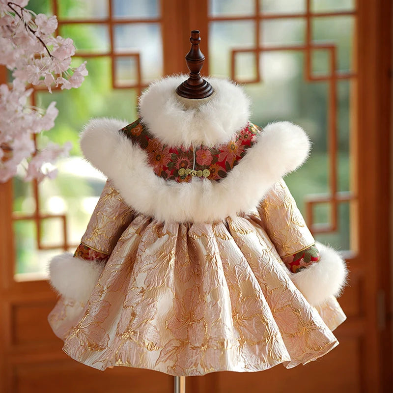 Girls Winter Christmas Dress  Girls Puffy Christening Dress Toddler Party Princess Dress