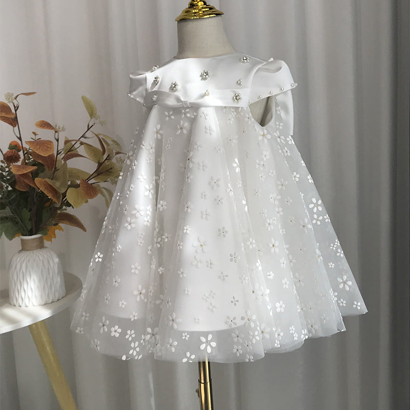 Elegant Baby Flower Mesh First Communion Dress Toddler Party Puffy Princess Dresses